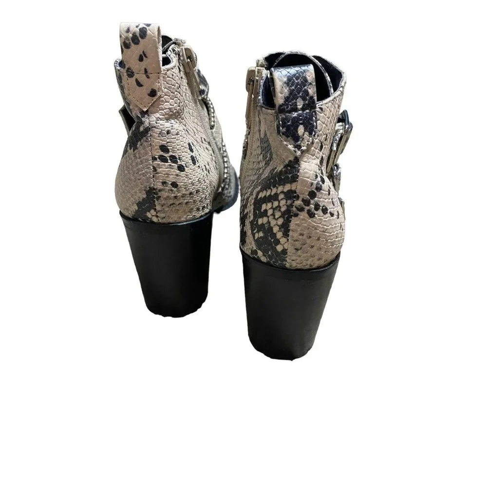 Steve Madden Snake Print Righteous Moto Bootie 8 - Picture 4 of 9